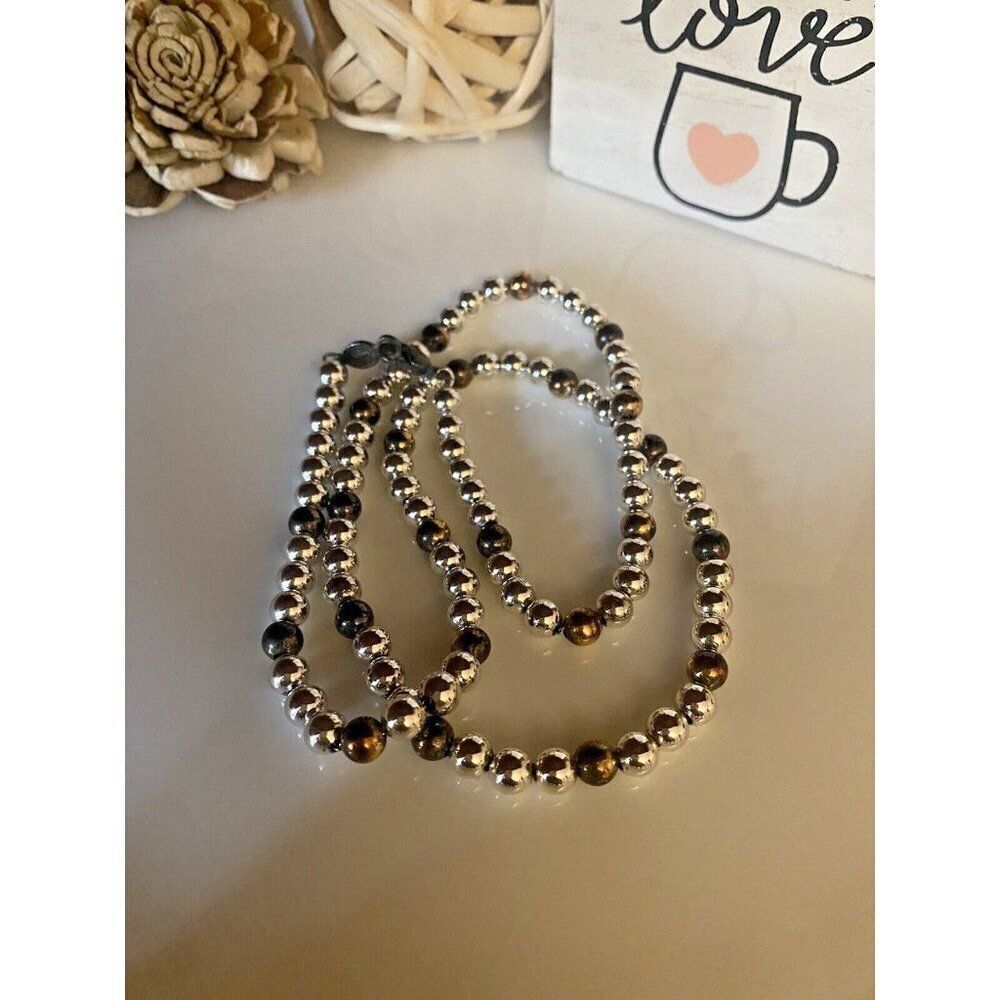 Vintage Napier String of Silver Bead Necklace Retro Eclectic